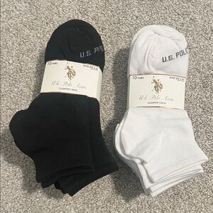U.S. Polo Assn. Women's Black and White Casual Socks - 2 10Packs